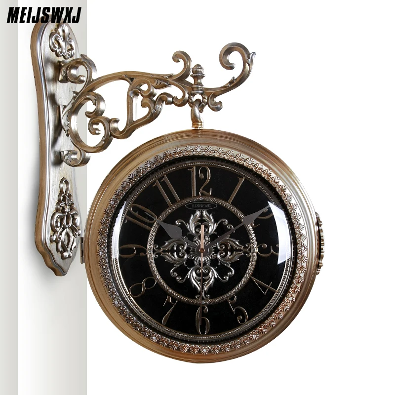 Meijswxj Saat Двухсторонние настенные часы Reloj Relogio De Parede Duvar Saati Horloge Murale для гостиной|wall