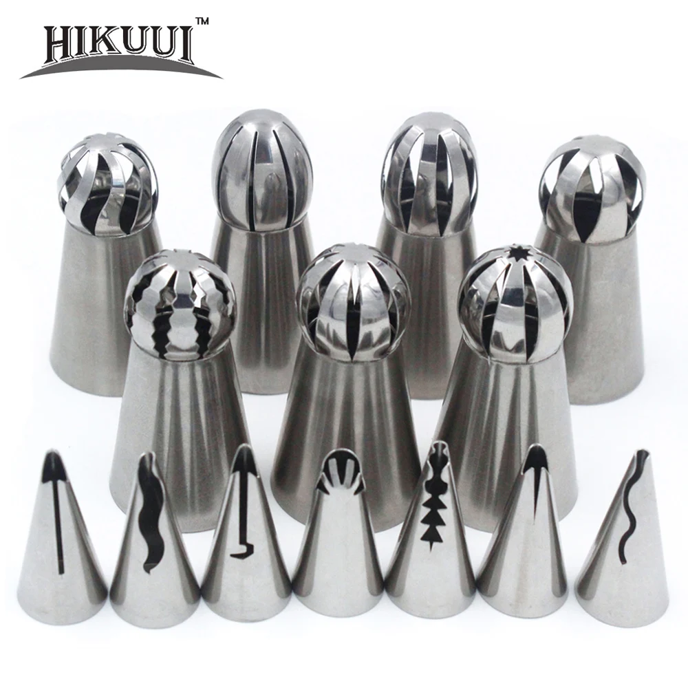14Pcs Pastry Nozzles Icing Piping Tips Russian Korean Cake Decorating Tulip Nozzles Piping Set Stainless Steel