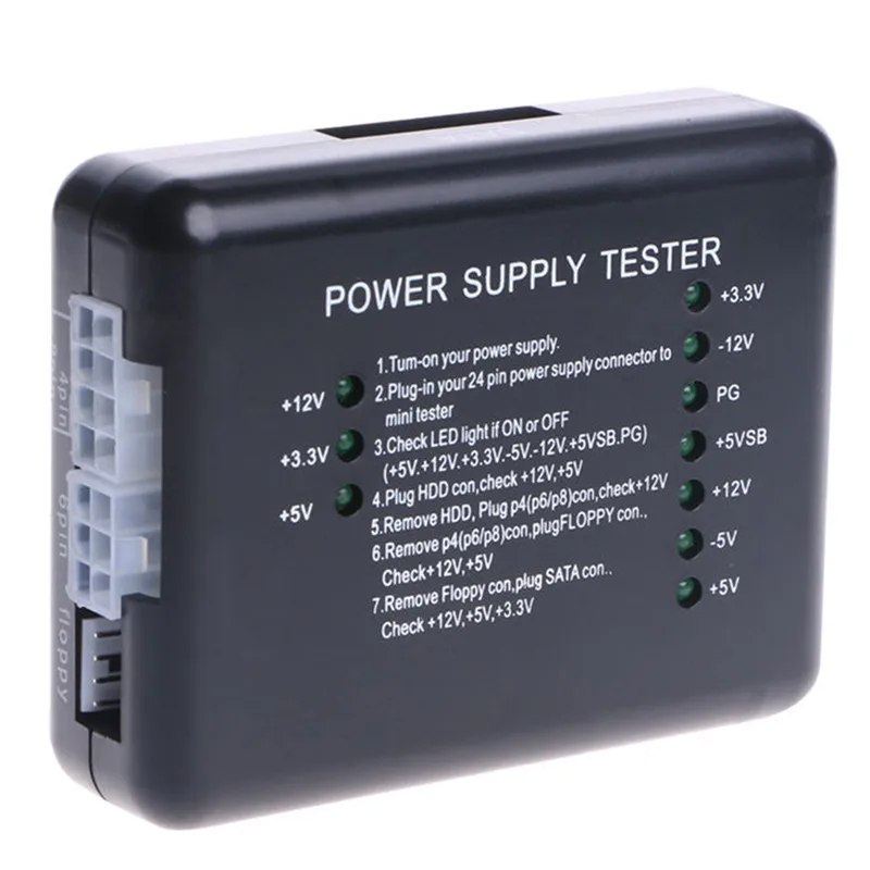1pcs ATX Power Supply Tester With 20/24 Pin SATA Molex HDD Connectors
