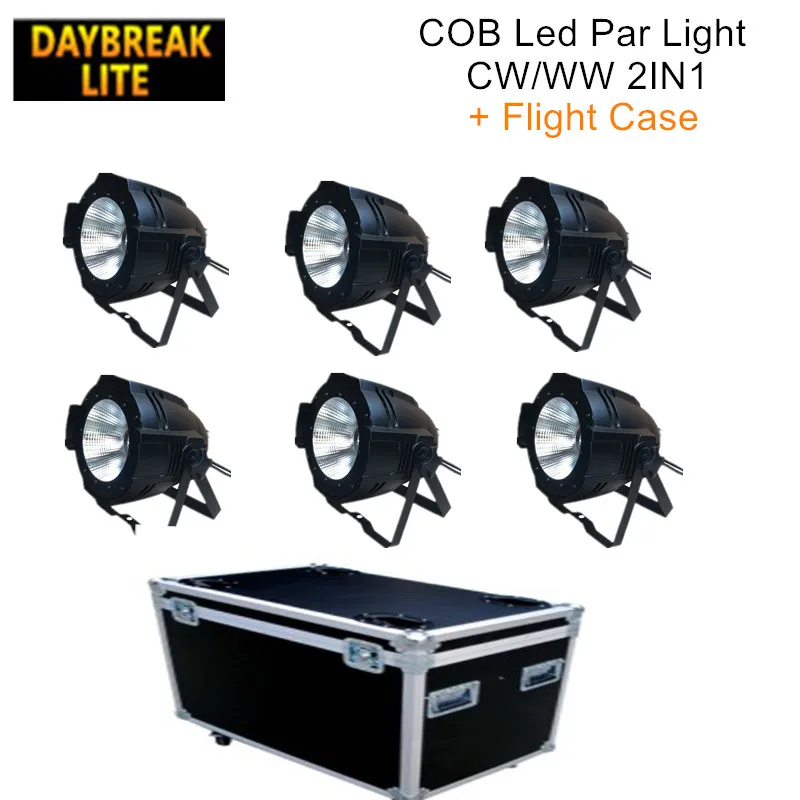 6 шт./лот упаковочный кофр сценический cob led par light 100 Вт теплый белый холодный 2в1 3200 k