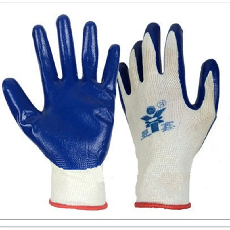 5 PAIRS OF Nylon Nitrile LATEX RUBBER WORK GLOVES