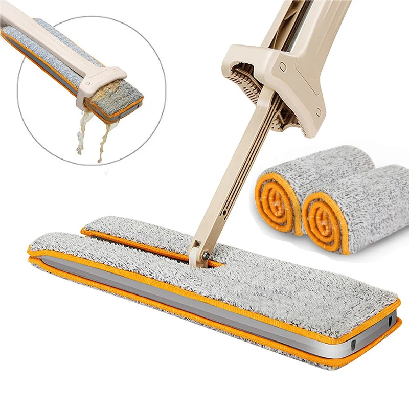 2Pcs Double Sided Non Hand Washing Mop Replace Cloth Soft