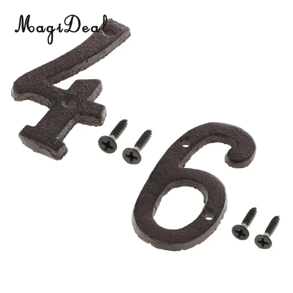 2pcs Rustic House Office Door Plaque Address Arabic Number Digit Plate Sign Plaque 4 6