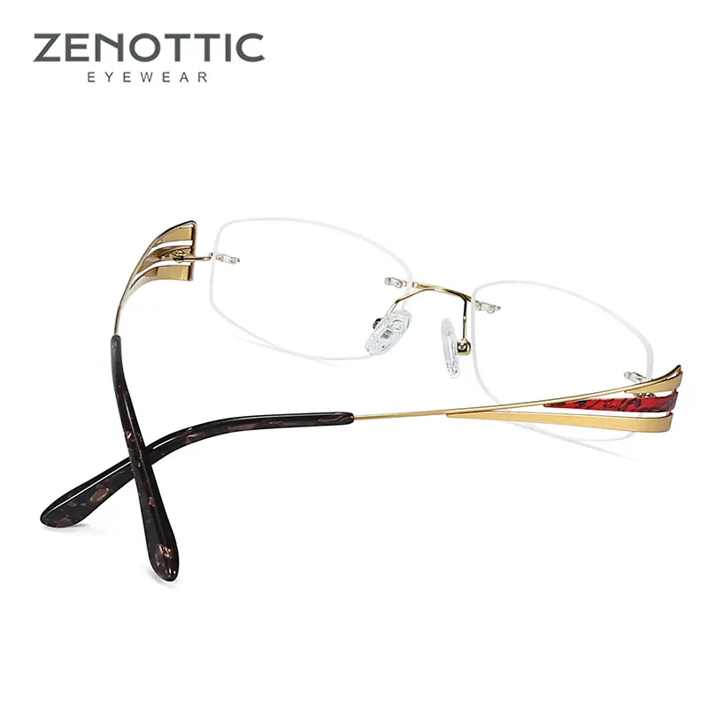 Женские сверхлегкие оправы для очков ZENOTTIC из чистого титана оптические очки без