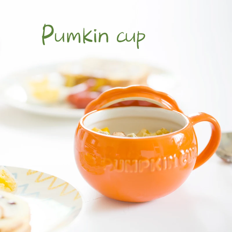 

Cute Pumpkin Cups Coffee Milk Mug with Lid Halloween Mugs Creative Cartoon Children Home Morning Cup Christmas Gifts Drop Ship