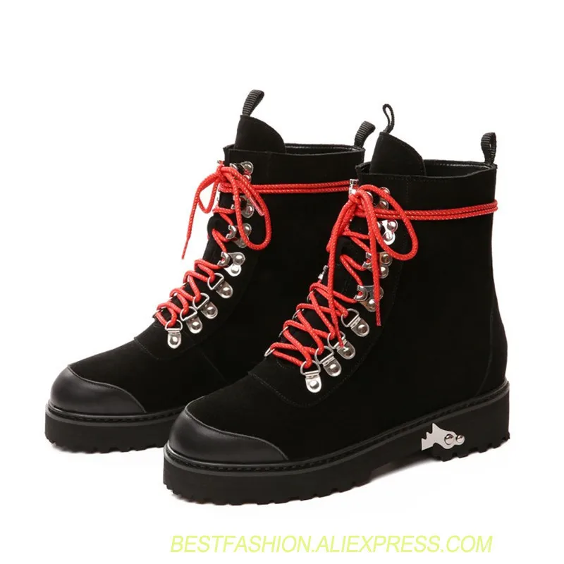 

Fashion punk gothic style denim women's Martin lace round toe boots women's shoes short boots street towed Martin boots women