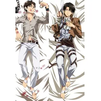 

New Anime Attack on Titan Levi Rivaille Eren Jaeger Soft Throw Otaku Dakimakura Gift Bedding Hugging Body Pillow Case 150x50 CM