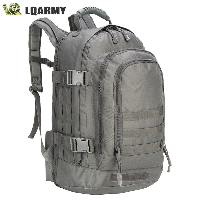 

LQARMY 3-day Expandable Backpack with Waist Pack Large Rucksack Tactical Backpack Molle Assault Bag for Day Hiking (Grey)