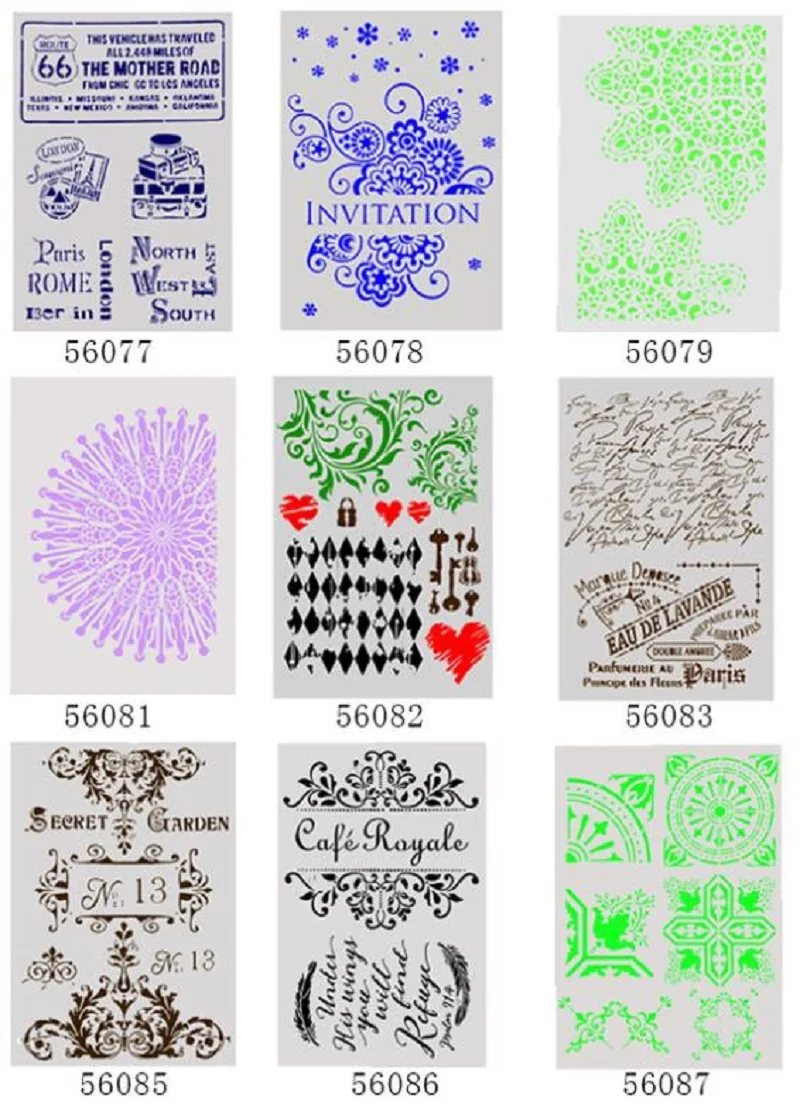 

3 pieces / set of various English lace spray template Eiffel Tower Painting Template