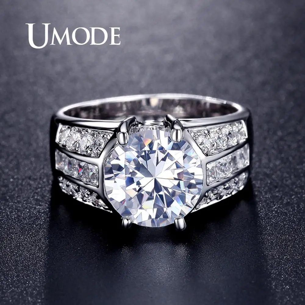 

UMODE Big Cubic Zirconia Engagement Rings for Women Fashion Promise Rings Statement Wedding Band Luxury Vintage Jewelry UR0331