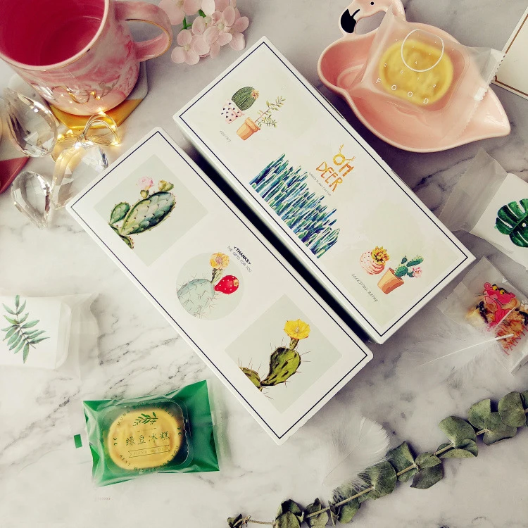Креативная упаковка с рисунком кактуса, Подарочная коробка для печенья, конфет, ананаса, торта, для выпечки, оберточная бумага, подарочные коробки, Свадебная подарочная коробка - Цвет: Светло-серый