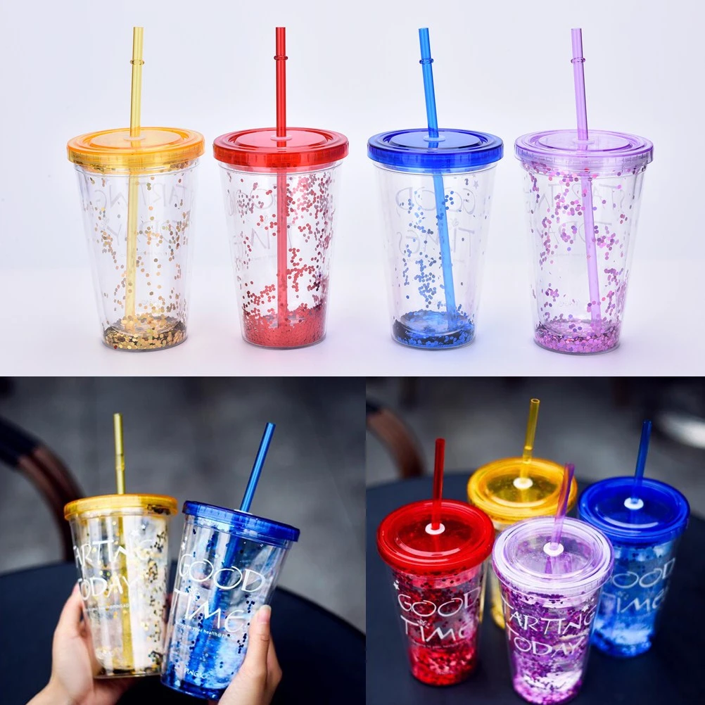 glitter straw water bottle