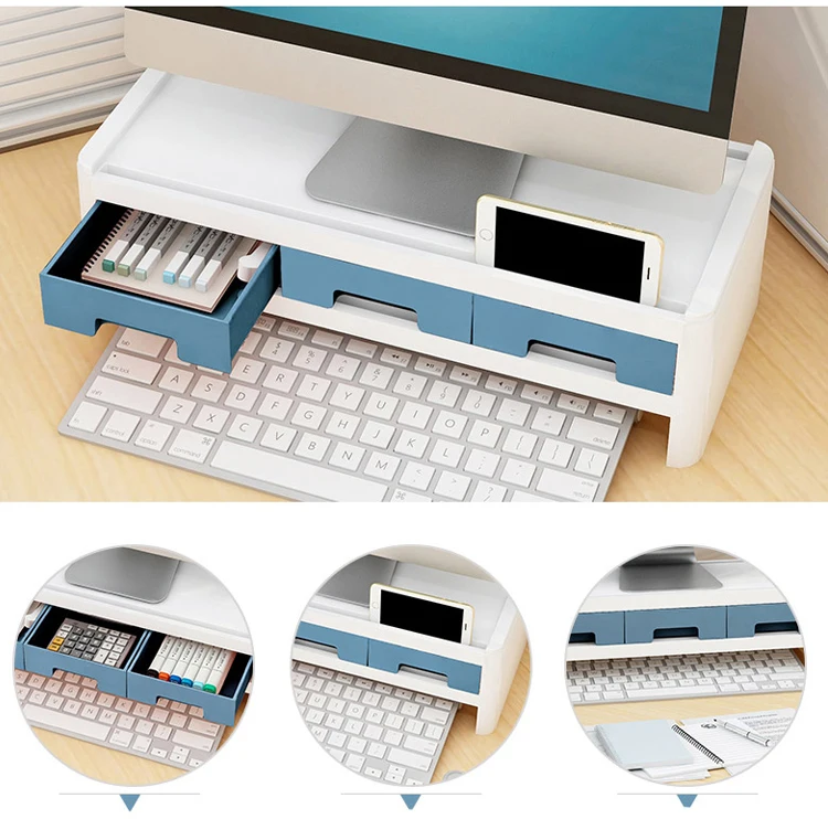 Creative Desktop Computer Keyboard Storage Holders Drawer Stationery Pen Books Sundries Shelf Home Office Accessories Supplies