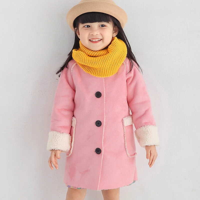 

Fashion Outerwear & Coats For Girls Lamb Plush Wool Coats For Children Girls Long Blends New Year Clothing Criancas Jaqueta