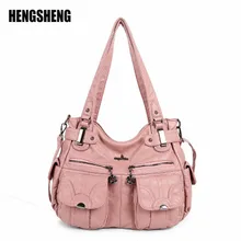 HENGSHENG женская сумка из омытой кожи, ретро сумки с клецками, модная сумка на плечо, креативная Повседневная сумка-мессенджер, женские сумки