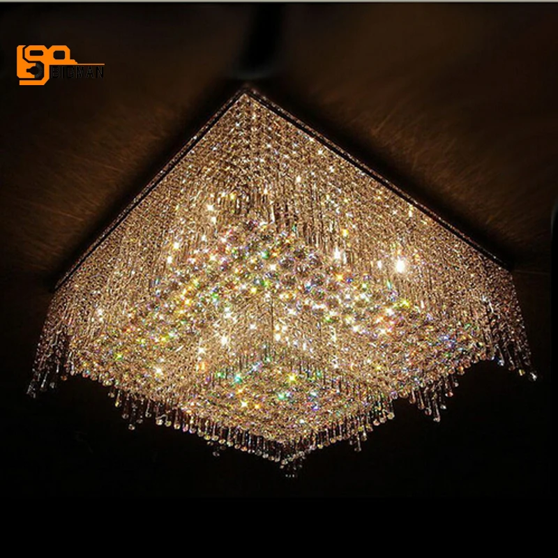 

new luxury design large modern chandeliers crystal lamp led light fixtures lustre de cristal foyer chandeliers length 80cm