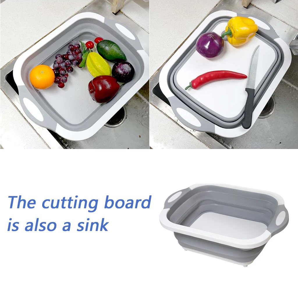 

Multi-Function Kitchen Chopping Block Tool Foldable Cutting Board Kitchen Silicone Cutting Boards Vegetable Fruit Washing Basket