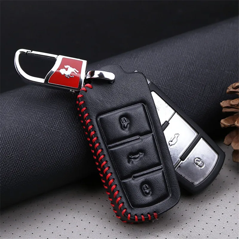 Кожаный чехол для автомобильного ключа Volkswagen VW Golf 5 6 3 7 4 MK7 Passat B5 B6 B7 CC MK3 Polo