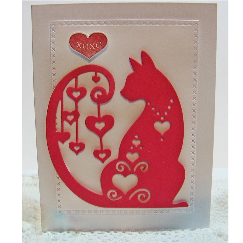 

Cat Hearts Shadow Shape Metal Cutting Dies Stencil For Scrapbooking Album Embossing Decorative DIY Handcrafts Templates Model