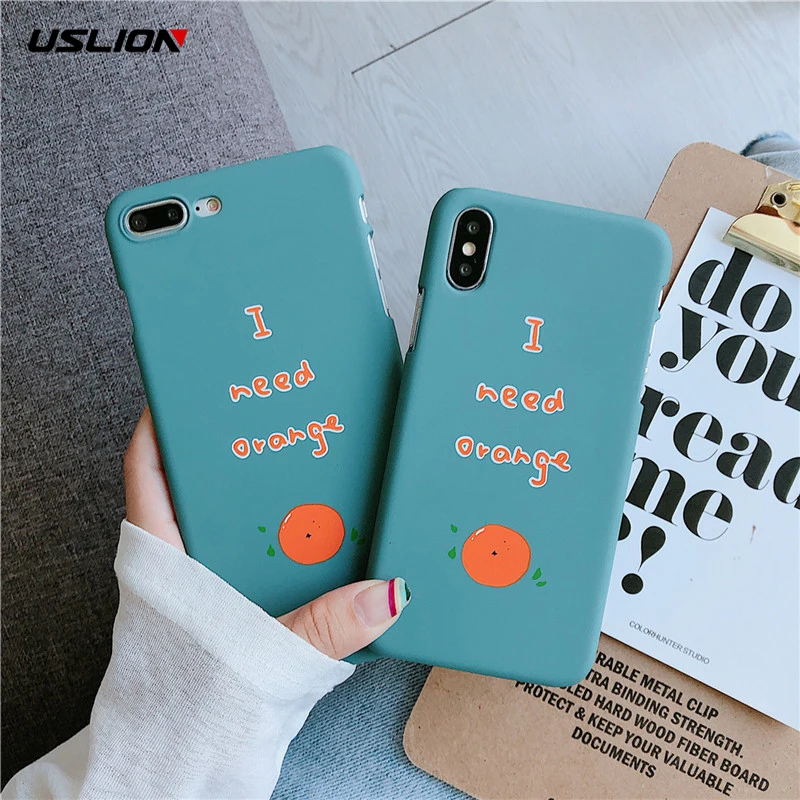 

USLION Half-wrapped Phone Cases Cover For Iphone 6 6S Plus 7 8 7Plus X XS XR XS MAX Orange Patterned Hard Back Cover For Iphone