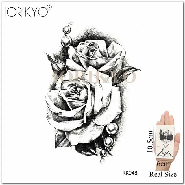 Us 036 21 Offpencil Sketch Flower Temporary Tattoo Women Arm Black Drawings Tattoo Stickers Girls Chest Fake Tatoos Peach Blossom Tattoo 3d In