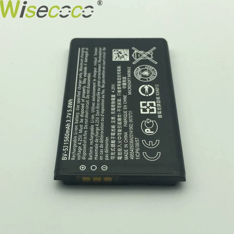 10 шт. новые оригинальные батареи WISECOCO 1560 мАч BV 5J для Microsoft Nokia Lumia 435 532 RM1069
