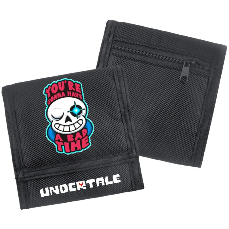 

2018 Undertale Flowey Sans Print Unisex Short Wallets Nylon Card Holder Small Gift Money Bag Cartoon Undertale Short Purse