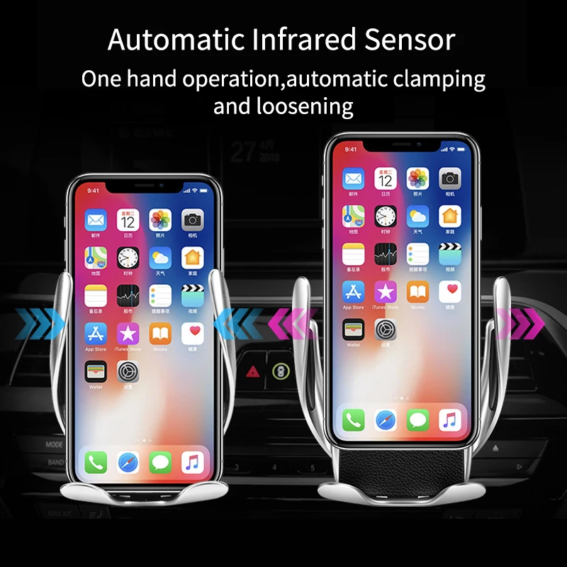 Automatic Clamping Wireless Car Charger 10W Smart Sensor Car Phone Holder Wireless Charger for Samsung S10 iPhone Xs Xiaomi Mi 9