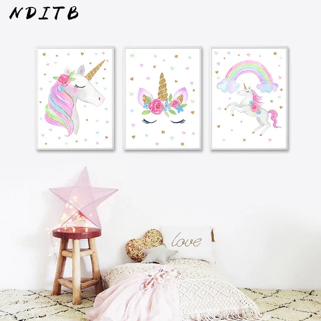 NDITB Cute Children Poster Rainbow Unicorn Canvas Wall Art Print Stunning Cute Kids Bedrooms Model Decoration NDITB Cute Children Poster Rainbow Unicorn Canvas Wall Art Print Stunning Cute Kids Bedrooms Model Decoration