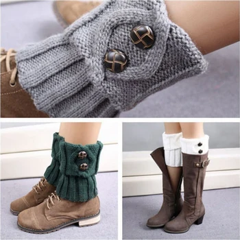 

Leisure Fashion Winter Warm Button Crochet Knit Boot Socks Leg Warmers Socks For Women Lady 1 pair