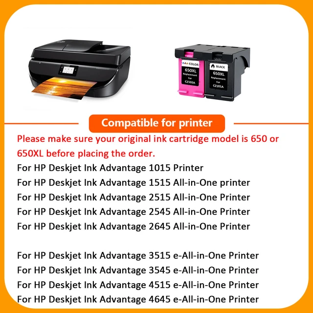 Vær venlig Ambassadør teenager XiangYu 2Pack 650XL Refilled Ink Cartridge Replacement for HP 650 XL for HP  Deskjet 1015 1515 2515 2545 2645 _ - AliExpress Mobile