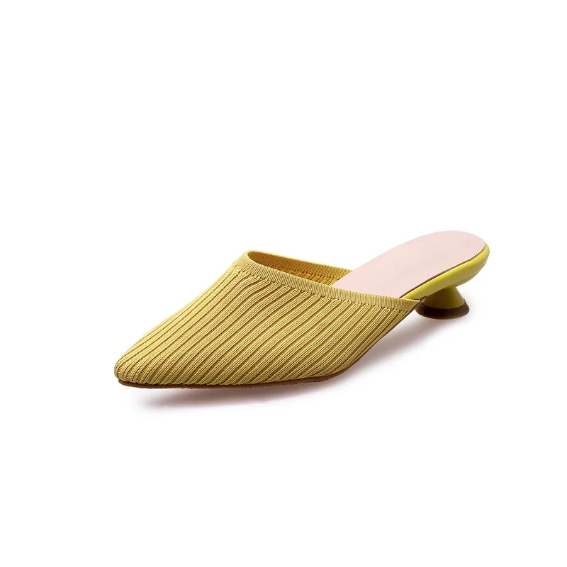 MORAZORA/новые женские босоножки, большие размеры 34-43 модная обувь для вечеринок из эластичной ткани без застежки женские летние туфли без задника - Цвет: Цвет: желтый