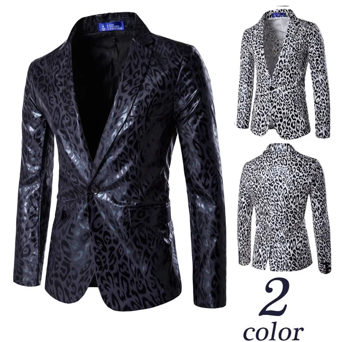 Leopard coating Blazer Men 2020 New Arrival Mens Slim Fit Blazer Jacket Leopard Stylish Single