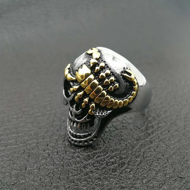 

Hip hop Golden Scorpion Skull Silver Ring Stainless Steel Men Cool Punk Rock Biker Rings Fashion Male Jewelry