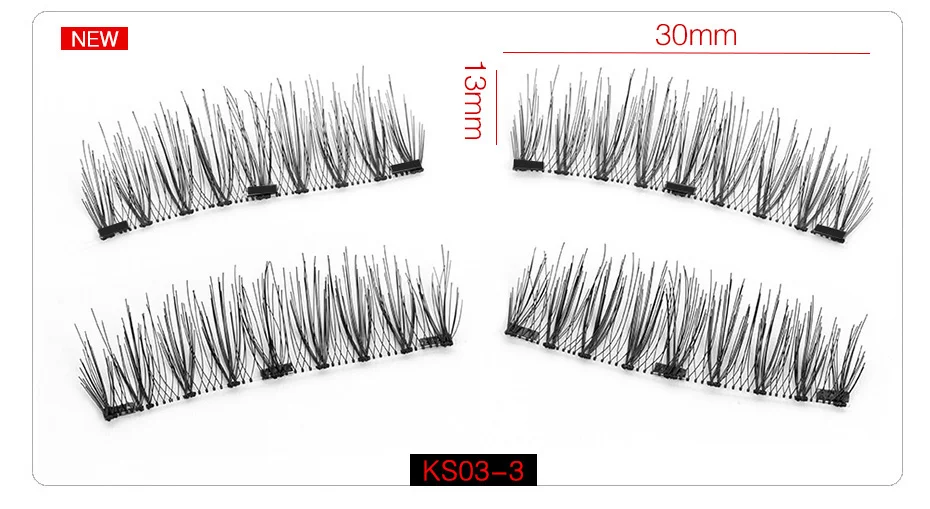 Shozy магнитные ресницы с 3 магнитами ручной работы 3D/6D магнитные ресницы натуральные накладные ресницы удобные с подарком box-KS02-3 - Цвет: KS03-3