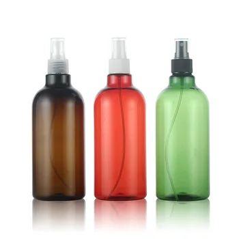 

12pcs 500ml brown/green spray pump travel PET bottle for cosmetic packaging,17oz plastic empty bottles for liquid spray bottle
