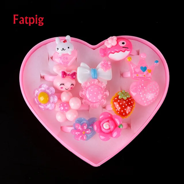 12pcs Children's Cartoon Rings Baby Kids Rings for Girls Flower Cartoon Animal R 12pcs Children's Cartoon Rings Baby Kids Rings for Girls Flower Cartoon Animal R