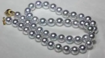 

Charming 10-11mm round natural silver gray pearl necklace 18" 36"