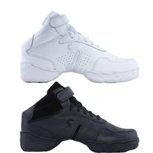 Кроссовки из натуральной кожи для взрослых; Современная танцевальная обувь с квадратным каблуком из воловьей кожи; обувь для фитнеса и аэробики; Цвет черный, белый; размеры 34-46