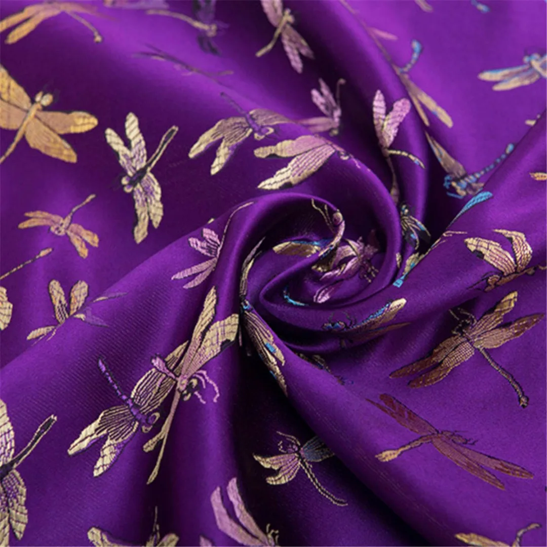 Brocade Damask Fabric Jacquard Dragonfly Upholstery Clothing Jacket 100*90cm