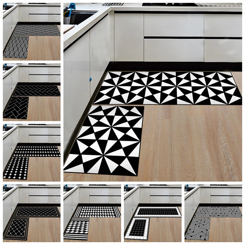 

Nordic Geometric Creative Kitchen Mat Anti-Slip Bathroom Carpet Slip-Resistant Washable Entrance Door Mat Hallway Floor Area Rug