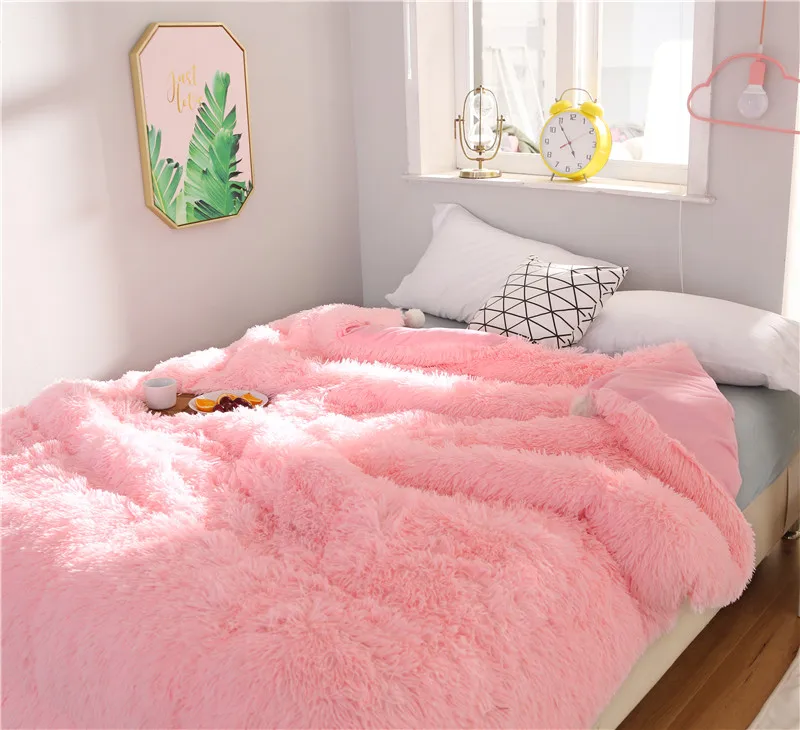 

Pink Purple Gray White Brown Winter Thick Mink Soft Velvet/Flannel Silk Wadding Comforter Bedding 200X230 Quilt for Kids Adults