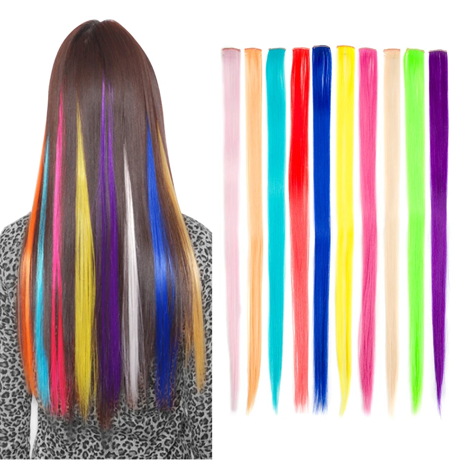 Aigemei 1 шт. 1 зажим в Жаростойкие синтетические волосы для наращивания 20 дюймов длинные прямые волосы на заколках для женщин