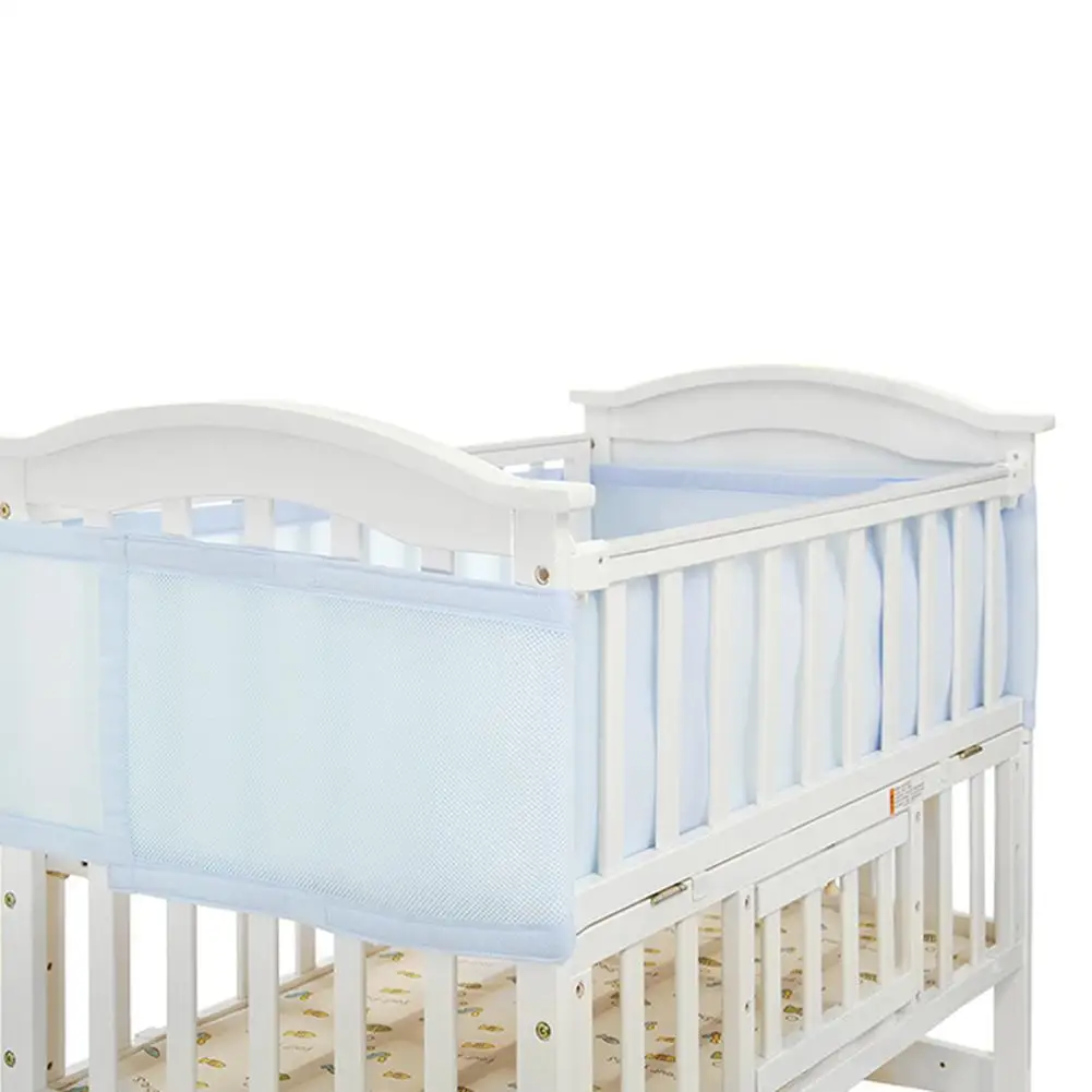 Детская дышащая сетчатая Накладка для детской кроватки, Всесезонная 3D дышащая детская Противоударная постельные принадлежности, съемная сэндвич-накладка для детской кроватки - Цвет: Blue