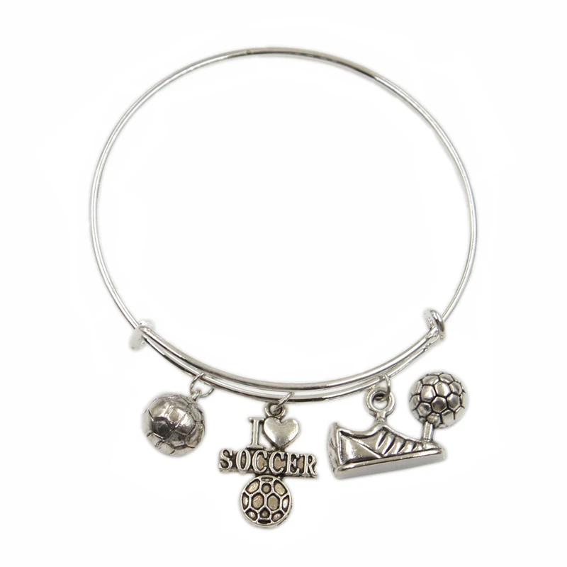 

I love soccer play football shoes Pendant Diy Handmade Charms Men Women Bangles Jewelry Souvenir For Gift