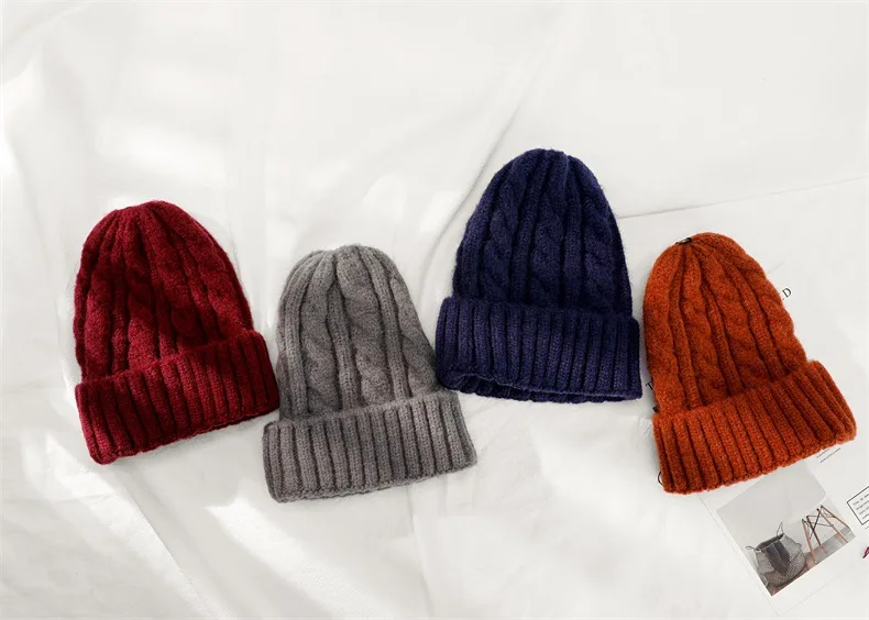 VISROVER, 12 цветов, Осень-зима, одноцветные, настоящие акриловые шапочки с помпоном для мужчин и женщин, кашемировые, унисекс, теплая шапка