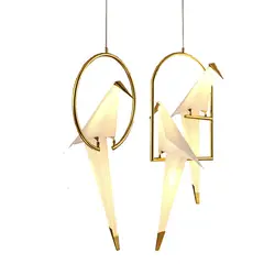 Пост-Современный Креативный птичий подвесной светильник скандинавский одиночный Журавлик оригами птичий подвесной светильник для
