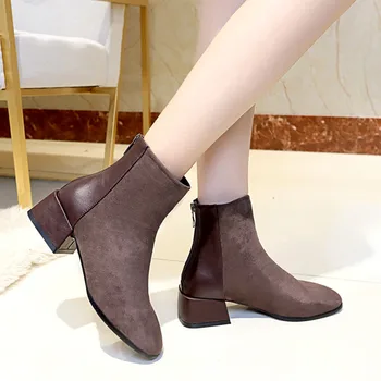 

Vogue Women Boots Nice Ankle Boots For Women Square Heel Square Toe Lady Winter Casual Shoes Boots Botas Mujer