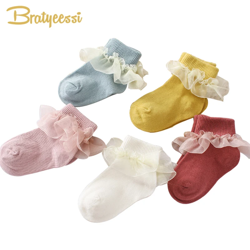 Princess Baby Socks for Girls Ruffles Lace Cotton Newborn Sock Mix Colors Baby Girl Socks