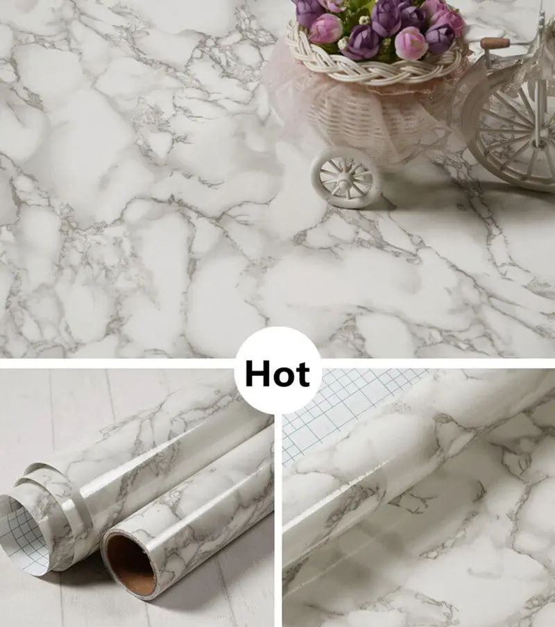 

New arrival 32''X50' Grey color Marble Contact Paper Wallpaper Self Adhesive Peel Stick Wall Covering
